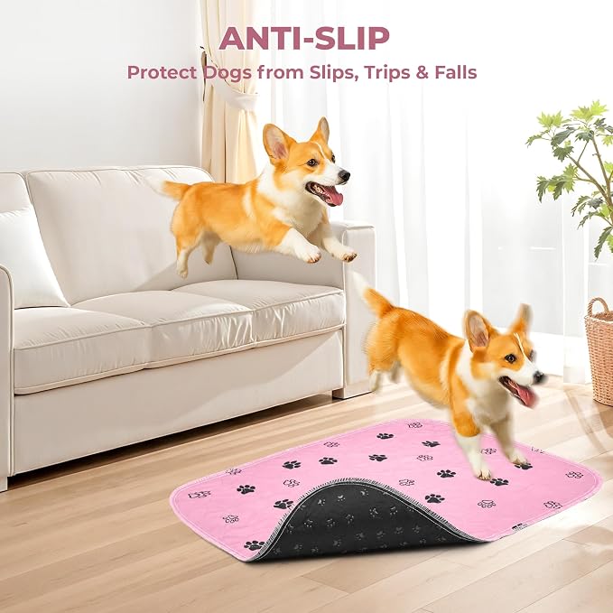 Fostanfly Reusable Puppy Pads, 2 Pack 18"x 24" Washable Dog Pee Pads, Pink | Reusable Potty Training Pads for Dogs, Waterproof, for Playpen, Crates & Furniture - Image 4