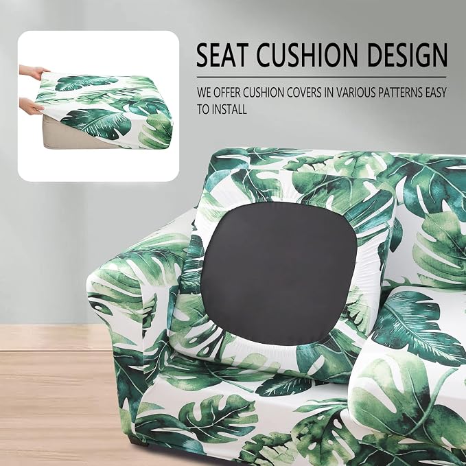 hyha Stretch Couch Cover, Sofa Covers for 2 Separate Cushion Couch Washable | Loveseat Cover, Floral Pattern, Printed, 3 Pieces, 2 Seater Furniture Protector with Elastic Bottom for Dogs, Pet Friendly - Image 2
