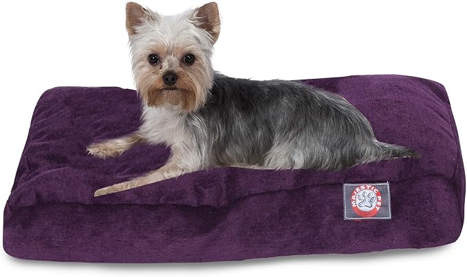 Majestic Pet Shredded Memory Foam Dog Bed Small with Removable Washable Cover – Rectangle Orthopedic Dog Bed–Durable Dog Crate Bed-Flat Dog Bed for Senior Dogs - (27x20) S - Villa - Aubergine by MajesticPet