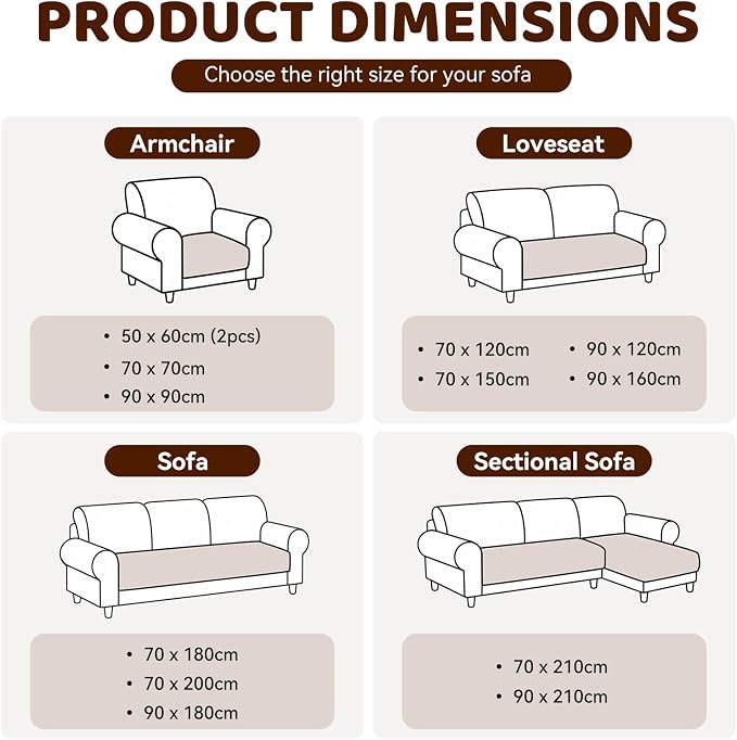 Royhom Couch Cover for Dogs Washable，Non Slip Sofa Protector for Pets | Durable & Easy Care, Soft Furniture Cover for Leather & Fabric Couches Against Claws, Spills & Fur, 20x24 Inch, Brown - Image 8