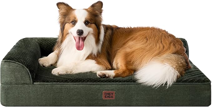 EHEYCIGA XL Dog Bed Memory Foam for Crate, Extra Large Dog Bed Orthopedic with Washable Removable Cover, Waterproof Pet Sofa Couch XLarge Size Dogs, 41x27x6.5, Dark Green by EHEYCIGA