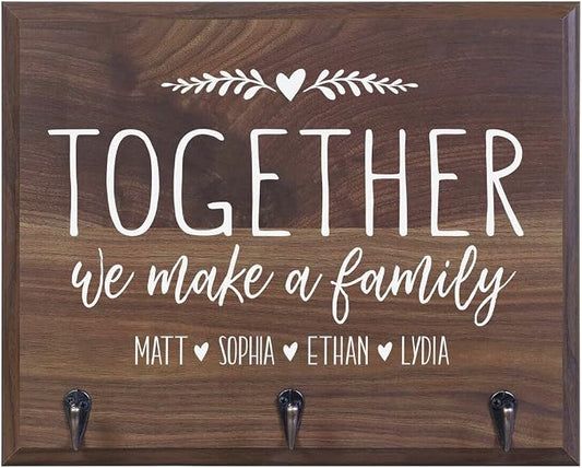 Rooms Organized Personalized Together We Make A Family Wall Mounted Coat, Hat, Key, Pet Leash Collar Rack New Home Decor Gift Ideas 15" w x 12" h 4.25" deep (Together We Make) by Unknown