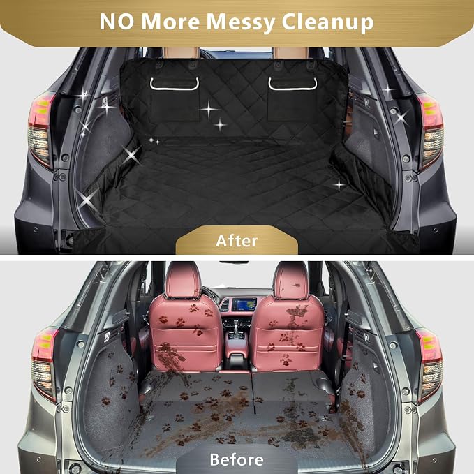F-color SUV Cargo Liner for Dogs - Heavy Duty Cargo Cover for Mid-Size SUVs | Water Resistant, Bumper Flap, Non-Slip Mat, Car Trunk Dog Car Seat Cover Prevents Scratches Pet Hair Mud Dirt for Sedans Vans - Image 3