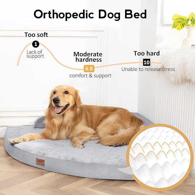 MEKIY Orthopedic Waterproof Dog Bed with Sides for Extra Large Sizes Dogs | Egg Crate Foam, Waterproof Liner, Anti-Slip Bottom, Space-Saving, Perfect for Corners and Sofa Edges, 40 x 40 Inch - Image 2