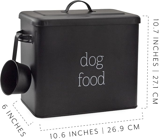 AuldHome Design Retro Dog Food Canister (Black); Modern Farmhouse Style Storage Bin for Pet Food - Image 6
