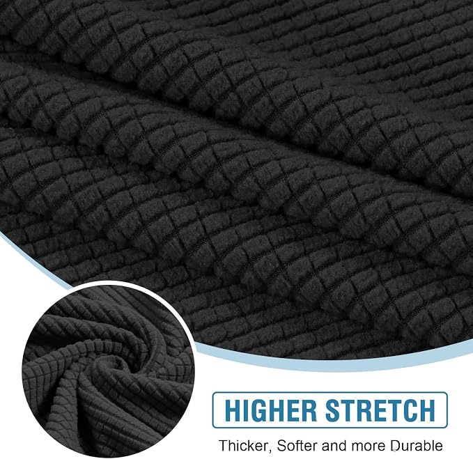 H.VERSAILTEX Backrest Cushion Covers Sectional Couch Back Cushion Covers for Sectional Sofa Set for Both Left/Right Couch (Back Only: 1 Chaise + 2 Sofa, Black) - Image 4