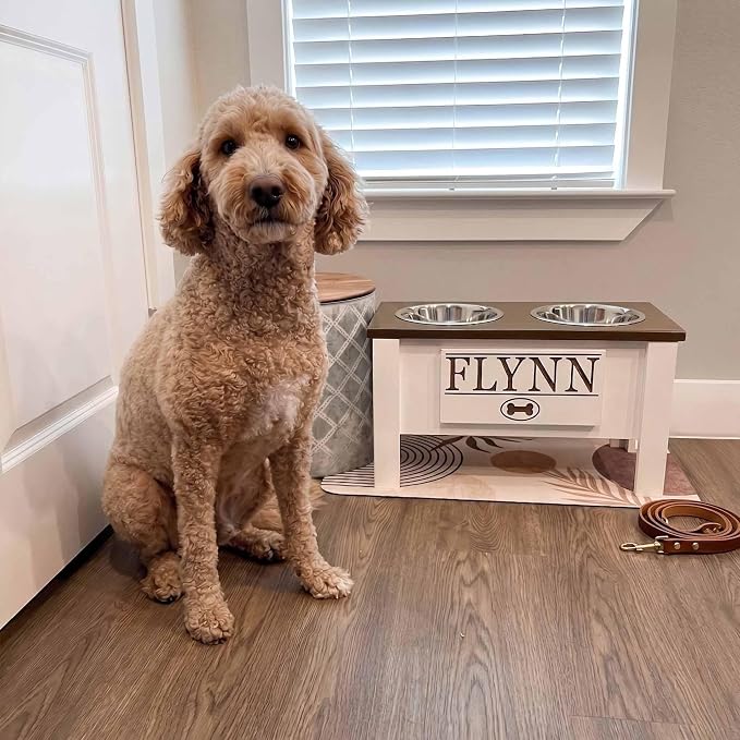Elevated Dog Bowls for Large Dogs, Personalized Food Stand for Large Breed | Farmhouse Style, Elevated Wood Stand, Storage Container, Stainless Steel Bowls, Raised Anti-Slip Feeder, Made in USA - Image 3