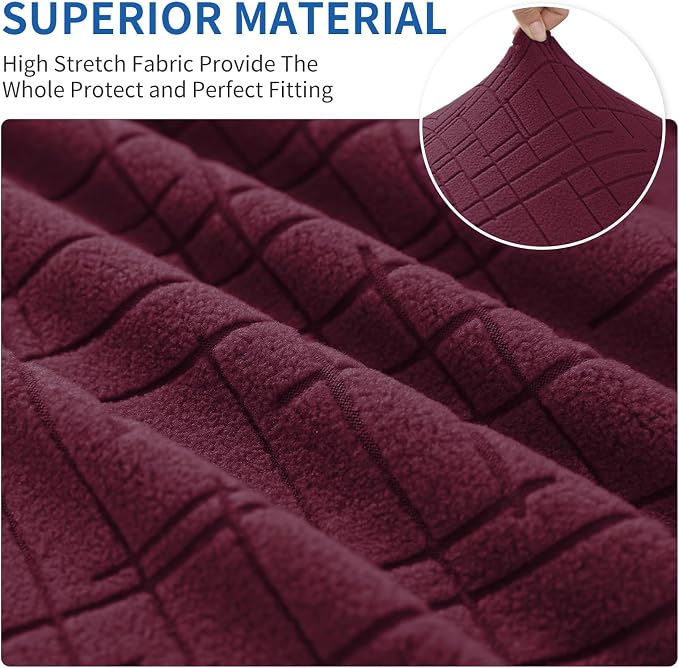 CYCMCAO 4 Piece Stretch Sofa Covers for 3 Cushion Couch, Non Slip Couch Covers for Sofa, Sofa Covers for Pets Washable, Couch Covers for Dogs,Kids (Burgundy), 71"-91" (3 Cushion Sofa) - Image 4