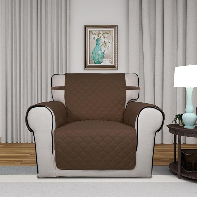 PureFit Reversible Chair Sofa Cover Dog Couch Covers for Sofa, 25.5 in | Coffee/Ivory, Water Resistant Couch Protector, Washable Pet Couch Cover with Non Slip and Elastic Straps For Kids - Image 2