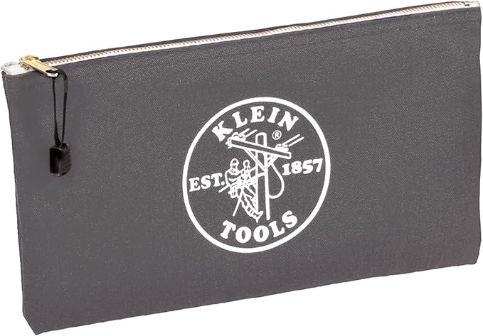 Klein Tools 5141 Zipper Tool Bag, Tool Pouch, Bank Deposit Canvas Utility Bag, 12.5 x 7-Inch, Brown/Black/Gray/Red 4-Pack - Image 8