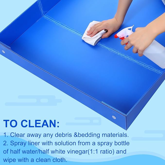 Thyle 2 Pcs Guinea Pig Cage Liner Corrugated Plastic Cage Liner Base 2 x 4 Panel Size 55" L x 27" w Guinea Pig Cages Bottom for Small Animals Hedgehogs Rabbits Cages Tray Blue - Image 5