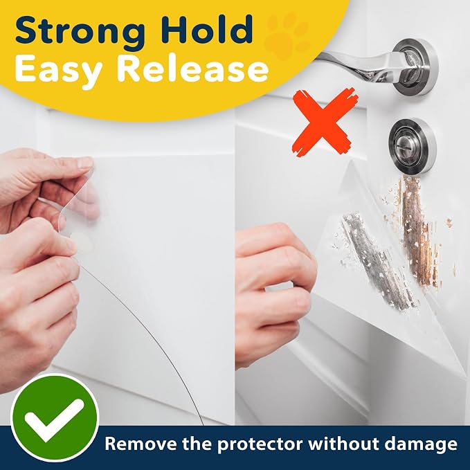 PROTECTO 2-Pack Door Protector from Dog Scratching, 22x4 - Door Guard | Clear Door Scratch Protector & Screen Door Protector for Cats, Scratch Shield - Window, Wall, Sliding Doors, Indoor Outdoor - Image 5