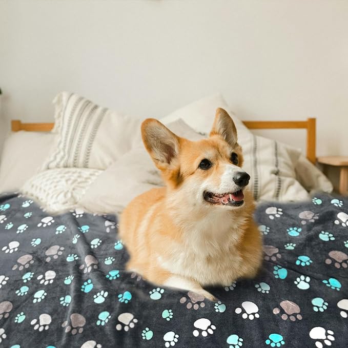 Dog Blankets for Large Dogs, 3 Pcs Dog Blanket Washable, Soft Fluffy Flannel Pet Blanket Mat Cover for Bed Couch, Cute Print Puppy Blanket 60" x 50" - Image 4