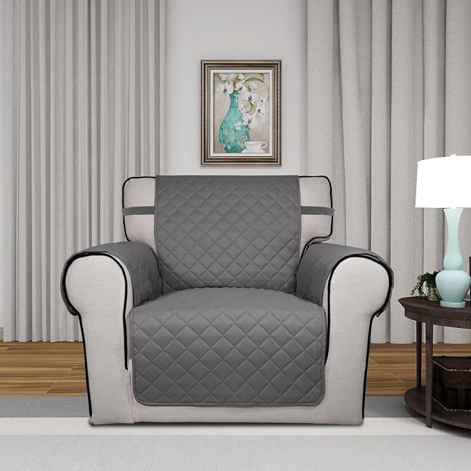 PureFit Reversible Chair Sofa Cover Dog Couch Covers for Sofa, 25.5 in | Gray/Ivory, Water Resistant Couch Protector, Washable Pet Couch Cover with Non Slip and Elastic Straps For Kids - Image 2