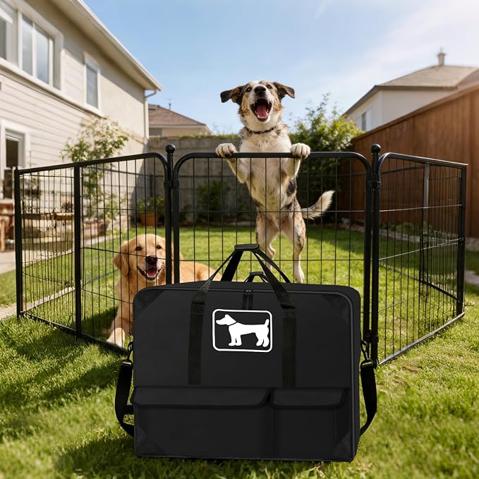 SIRUITON 600D Dog Playpen Storage Bag,Fits 2Pcs 24" H 8 Panels &9 Stakes | Suitable for Foldable Exercise Pet Playpen, Dog Fence Travel Bag with Reinforced Double Handles - Image 5