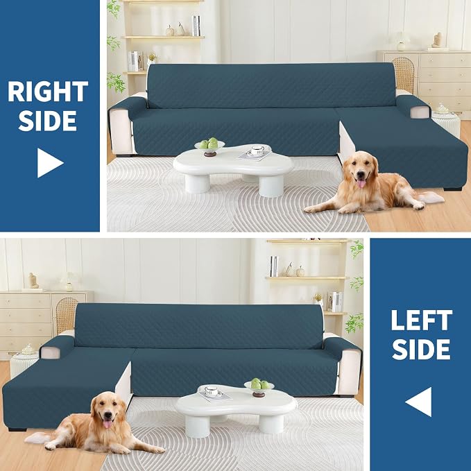 Waterproof Sectional Couch Covers for Dogs, Reversible L Shaped Couch Cover, Chaise Lounge Cover for Sectional Sofa, Sofa Covers Washable Sectional for Pets Dog Cat (Small, Dark Green) - Image 5
