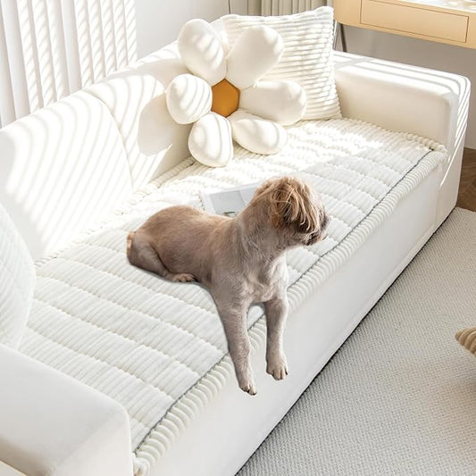 Pet Couch Covers Protector for Dogs Sofa Slipcovers Washable Cushion Cover | Non slip,scratch-proof furniture protector fits I-shape armchair,loveseat,recliner,sectional sofa pads(white,27in*47in) by GumfolkBrandFlagship