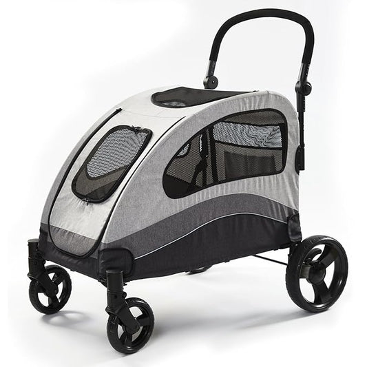 ANLULOAD Dog Stroller for Large Dogs,Dog Carriage,Foldable, Adjustable Handle, with Pocket with One-Foot Brake Up to 132lbs