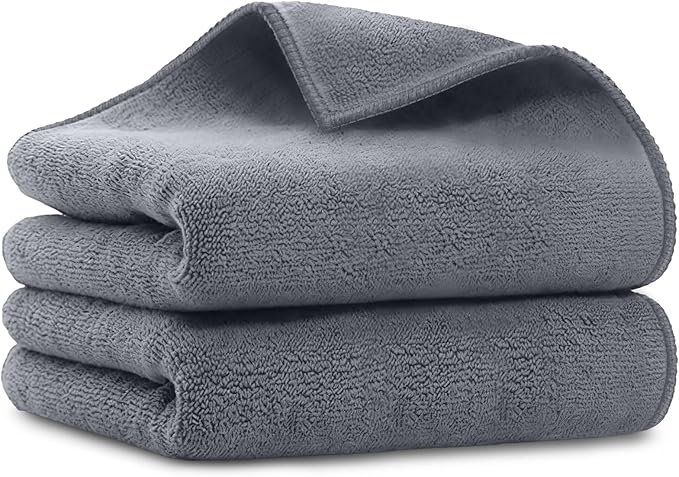 UNIMADE Salon Towels 2 Pack, Super Soft Microfiber Gym Towels | Highly Absorbent Hair-Drying Cloth for Gym, Bath, Spa Use and Home Beauty Care - Grey (16x29 inch) by Unimade