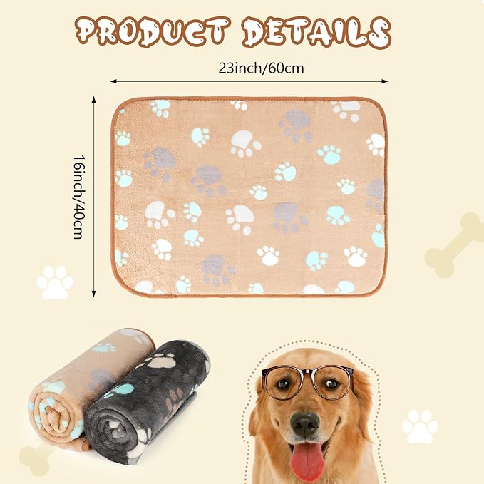 YUEPET Waterproof Dog Blankets, 2 Pack Washable Dog Blankets for Bed Couch Sofa Protector Fleece Flannel Puppy Blanket Soft Plush Reversible Throw Blanket for Small Dogs Puppy Cat 23"×16"(Grey+Coffee) | Machine Washable, Waterproof Inner Layer, Sofa Be... - Image 2