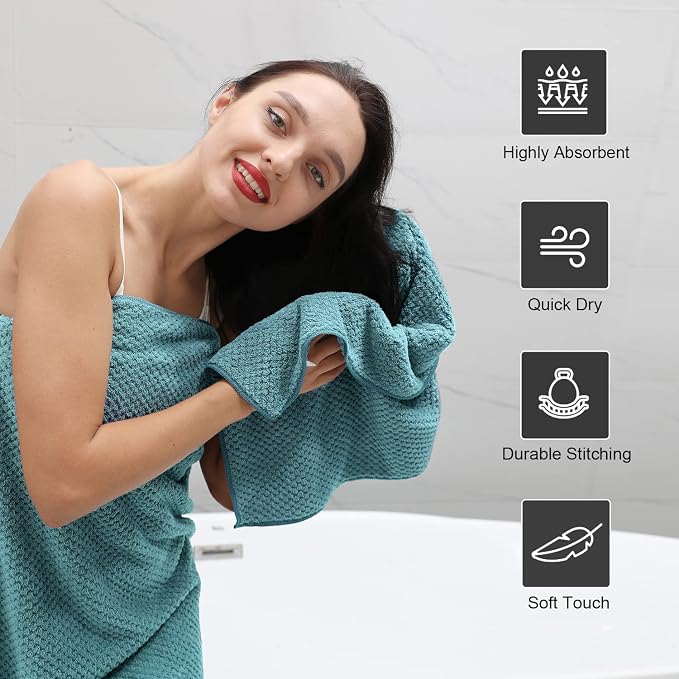 Hand Towels Set 2 Pack-16“x31”,Ultra Soft Microfibers Bathroom Towel Set Highly Absorbent Quick Dry Luxury Premium Towel Lightweight Durable Hand Towel Collection for Hotel Spa Gym Kitchen,Green - Image 5