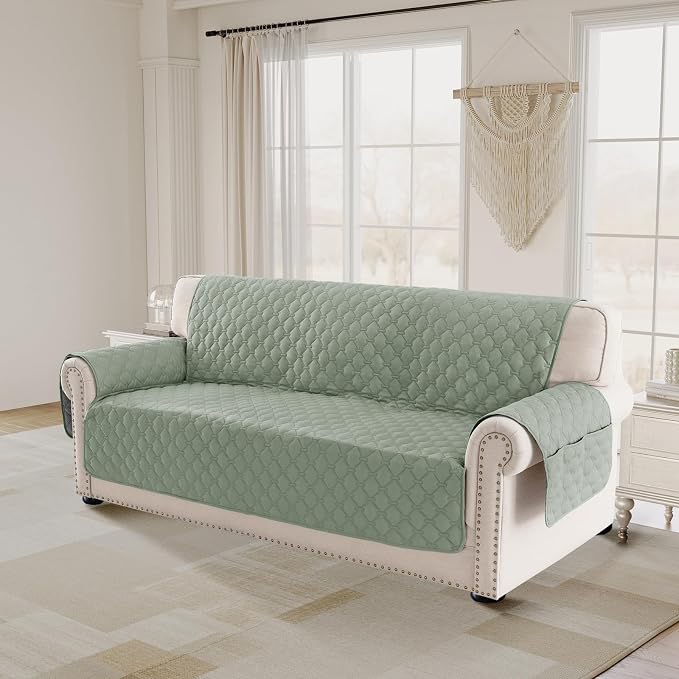 PrinceDeco Extra Large Couch Covers for Oversized Sofa Water Resistant Furniture Protector Anti-Slip and Washable Pet Couch Covers for Sofa/3 Cushion Couch Width Up to 78"(Oversized Sofa, Sage) - Image 2
