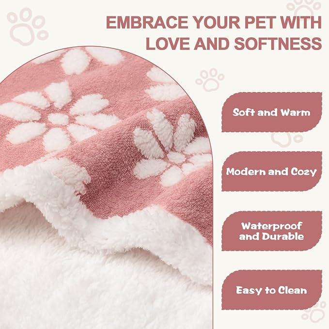 Cute Waterproof Blanket for Dog Cat or Adult, 50"x60", Pink | 3D Textured Flower Pet Blanket for Bed Couch Sofa, Soft Liquid Pee Proof Pet Furniture Protector - Image 3