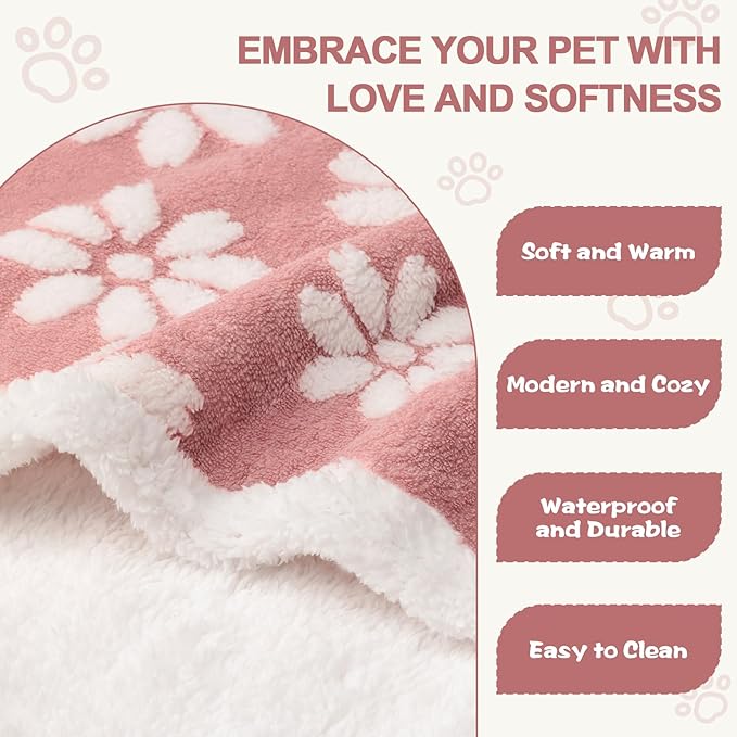Cute Waterproof Blanket for Dog Cat or Adult, 50"x60", Pink | 3D Textured Flower Pet Blanket for Bed Couch Sofa, Soft Liquid Pee Proof Pet Furniture Protector - Image 3