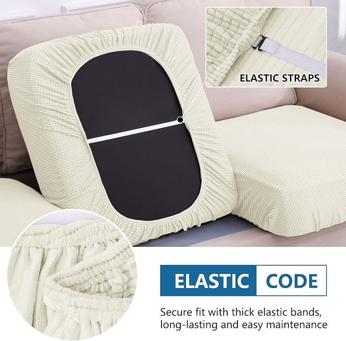 hyha Waterproof Couch Cushion Covers for Pets, Non Slip Sofa Seat Cover | Stretch Jacquard Fabric, Elastic Bottom, Non Slip Fit, Waterproof Protection, Pet Hair Protection (1 Piece for Medium) - Image 4