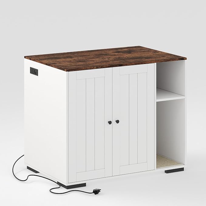 Garvee Large Cat Robot 4 Enclosure Furniture, Cat Litterbox Robot Cabinet | With Power Outlet, 5 ft Power Cord, Dog Proof Shelf, for Most Self-Cleaning Litter Boxes White - Image 7