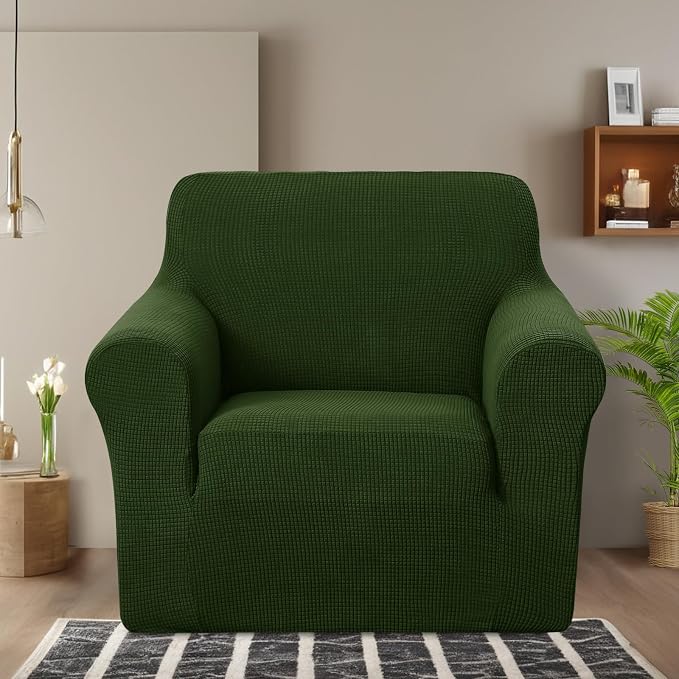 U-NICE HOME Stretch Recliner Chair Cover Armchair Slipcover, Bronze Green | Furniture Protector, 1-Piece Chair cover, Washable, Pet friendly, Polyester Spandex Jacquard fabric - Image 2