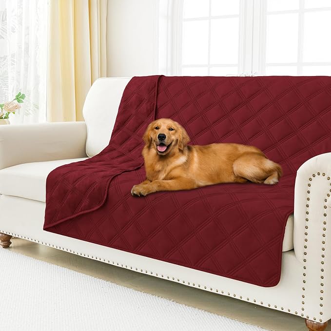 Smiry Waterproof Dog Bed Cover, Reversible Pet Blanket for Sofa Couch | Soft Washable Dog Blanket, Leakproof Couch Cover for Dogs Cats & Furniture Protection, 52x82, Wine Red/Wine Red by Smiry