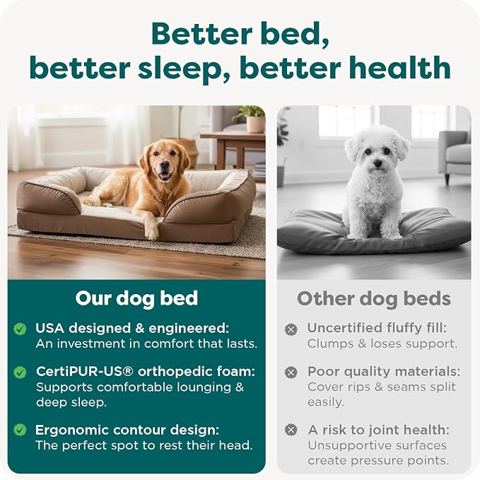 Furhaven Orthopedic Dog Bed for Large/Medium Dogs w/ Removable Bolsters & Washable Cover, For Dogs Up to 55 lbs - Plush & Velvet Waves Perfect Comfort Sofa - Brownstone, Large - Image 7
