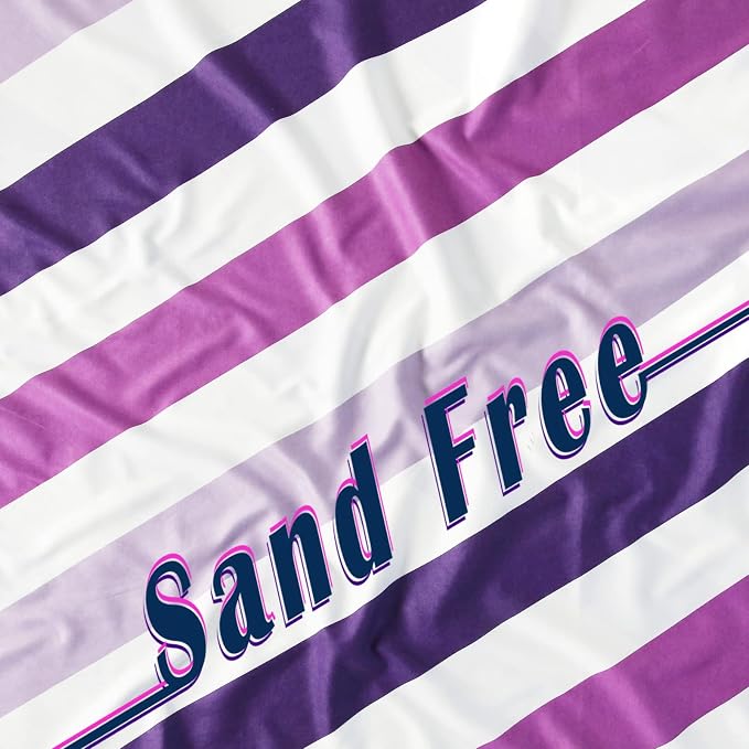 Whale Flotilla Large Quick Dry Beach Towel (30"x60"), Microfiber Sand-Free Beach Towels, Super Absorbent Compact Pool Travel Accessories, Purple - Image 9
