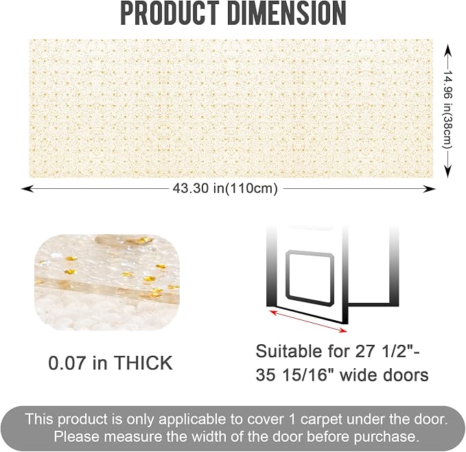 Uross Carpet Protector for pets - Cat Carpet Protector for Doorway, Anti Scratch Under Door Cat Scratch Protector Mat, Easy to Cut Plastic Carpet Scratch Stopper, Cat Scratch Guard Carpet 3.6FT-Golden - Image 3