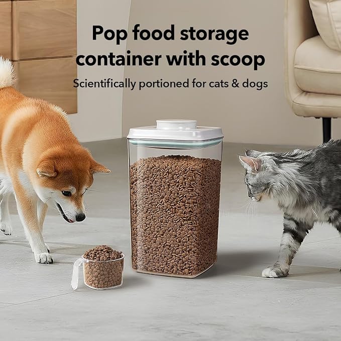 Dog Food Storage Container, 4L/4.2 Qt Airtight Pet Canister with One-Touch Lid, 130ml Scoop, BPA-Free Stackable Clear Kibble Holder for Kibble, Cat Food and Treats - Image 6