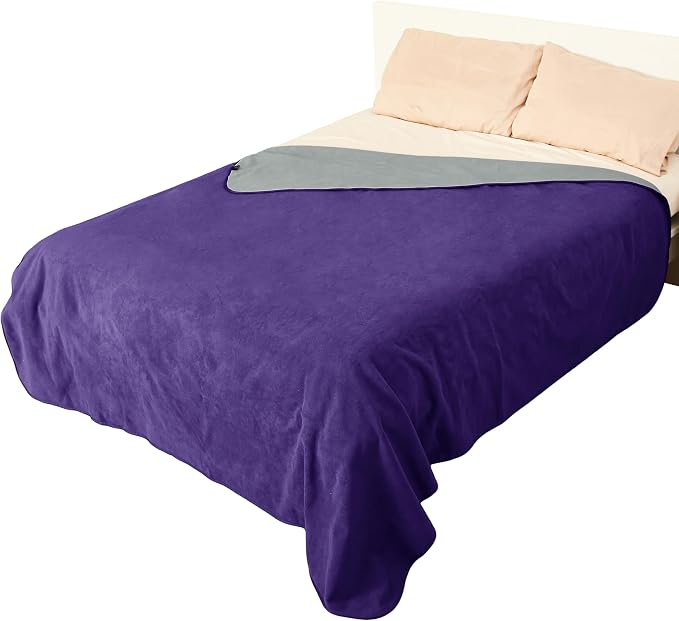 Catalonia Waterproof Bed Blanket, Washable Reversible Furniture Protector | Purple/Grey Double-Sided Fleece, Leakproof Protection for Bed, Sofa and Couch, Resists Spills, Stains and Everyday Messes by Catalonia