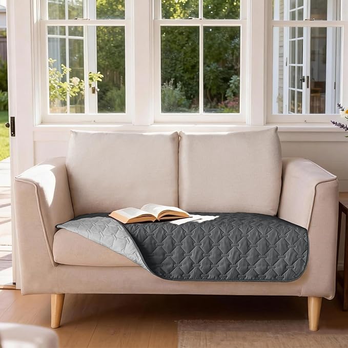 gogobunny 100% Double-Sided Waterproof Dog Bed Cover Pet Blanket Sofa Couch Furniture Protector for Puppy Large Dog Cat, Reversible (32x53 Inch (Pack of 1), Dark Grey/Light Grey) - Image 2