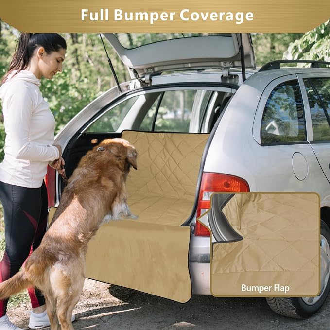 F-color SUV Cargo Liner for Dogs - Heavy Duty Cargo Cover for Mid-Size SUVs | Water Resistant, Bumper Flap, Non-Slip Mat, Car Trunk Dog Car Seat Cover Prevents Scratches Pet Hair Mud Dirt for Sedans Vans - Image 5