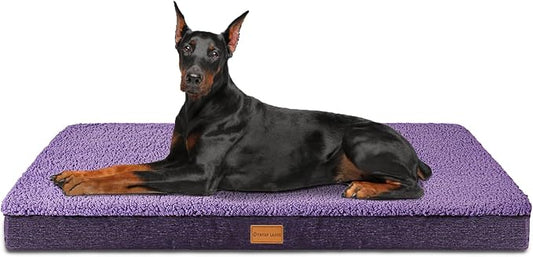 Patas Lague Orthopedic Large Dog Bed Washable Pet Sofa Mat 56''X40''Purple | Egg-Crate Foam Dog Couch For Large Sized Dogs, Waterproof Removable Cover, Soft Pet Crate Bed With Nonskid Bottom by PatasLague