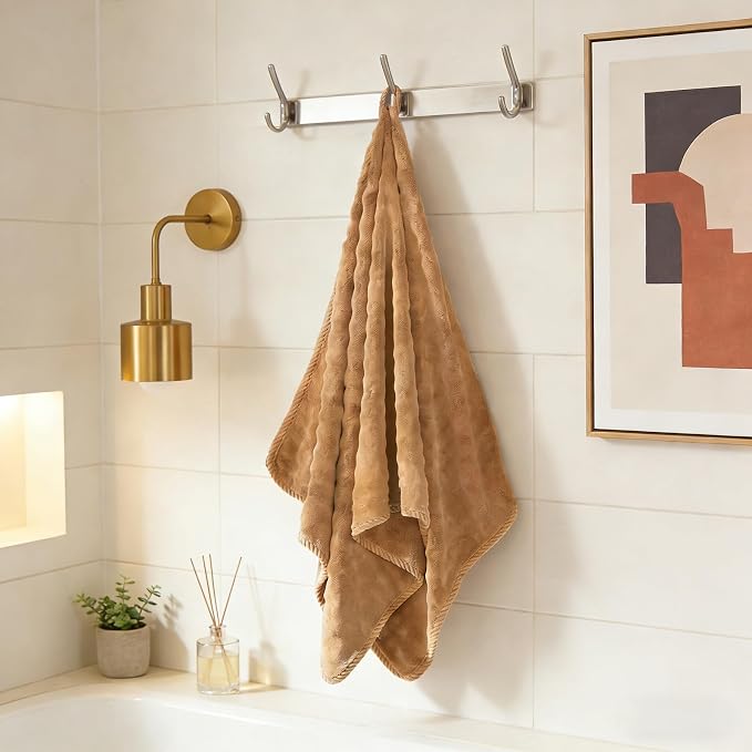 COZYART Lint Free 8 Pcs Bathroom Towels Set Ultra Soft Microfiber Tan | Fluffy, Thick, Highly Absorbent, Fast Dry, No Shedding, No Pilling, Fade Resistant, Durable, Long-lasting - Image 4