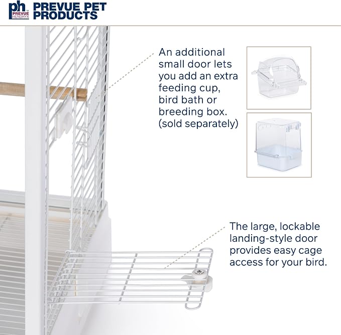 Prevue Pet Products Clear View Glass Bird Cage Crystal Palace for Small Birds - White Frame - Image 4