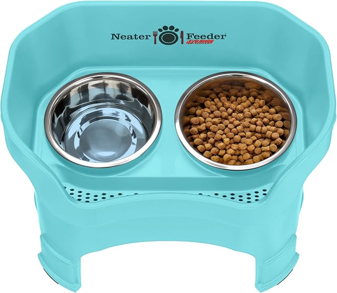 Neater Feeder Deluxe Mess-Proof Elevated Dog Bowls for Large Dogs (40+ lbs), 2 Height Adjustable (14.5” & 17.5”) No-Spill Raised Dog Bowl Stand, Stainless Steel Food Bowl Set, Made in USA, Aquamarine - Image 9