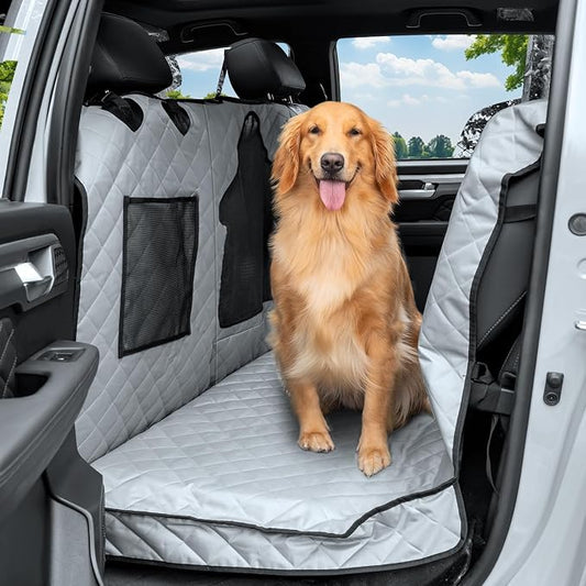 Dog Car Seat Cover for Back Seat - Waterproof Pet Hammock with Embedded Insert Door Protectors (XLarge for Crew Cab Truck with Fold‑Up Seat) by Unknown