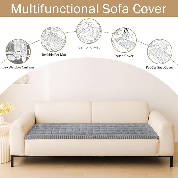 hyha Couch Cover for Dogs, Washable Non Slip Plush Flannel Sofa Protector | Thick Flannel, Silicone Anti-Slip Backing, Pet Hair & Scratch Protection, Fits Sofa & Loveseat (27.6" x 27.6") - Image 3