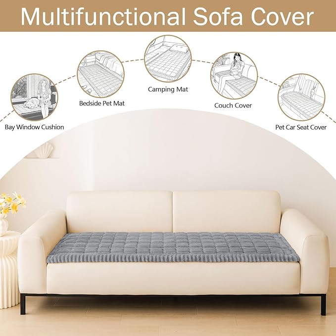 hyha Couch Cover for Dogs, Washable Non Slip Plush Flannel Sofa Protector | Thick Flannel, Silicone Anti-Slip Backing, Pet Hair & Scratch Protection, Fits Sofa & Loveseat (27.6" x 70.9") - Image 3