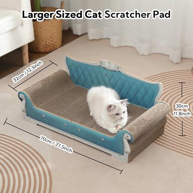 Cat Sofa Shape Scratch Pad for Large Medium Small Indoor Cats,Larger-Sized Recyclable Reversible Cardboard Cat Couch for Resting Claw Grinding and Playing - Image 2