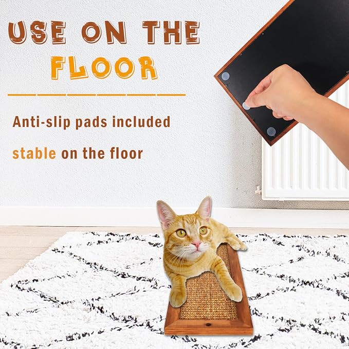 Cat Scratching Post - 2 PCS, Wooden Sisal Cats Wall Scratcher, Floor or Wall Mounted Vertical Cat Scratch Pad for Indoor Cats Adults or Kittens, Cat Wall Furniture Protector - Image 5