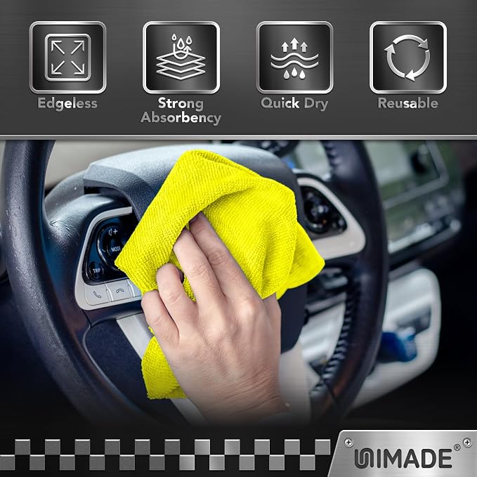 UNIMADE Microfiber Cleaning Cloth, 24 Pack Reusable Microfiber Towels | for Cars Lint Free Cleaning Shop Towel Rags for Home Kitchen Automotive Bar Mechanic Restaurant Garage, 11"x 12", Multicolor - Image 6