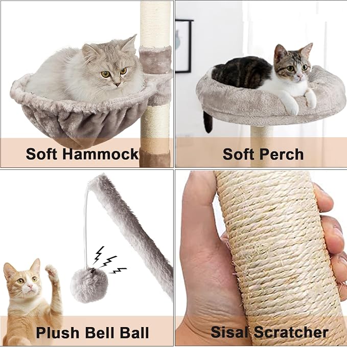 Timberer Litter Box Enclosure with Cat Tree, 2-in-1 Cat Tree Tower, Hidden Cat Litter Box Furniture with Scratching Post, Modern Cat Condo, Grey - Image 5
